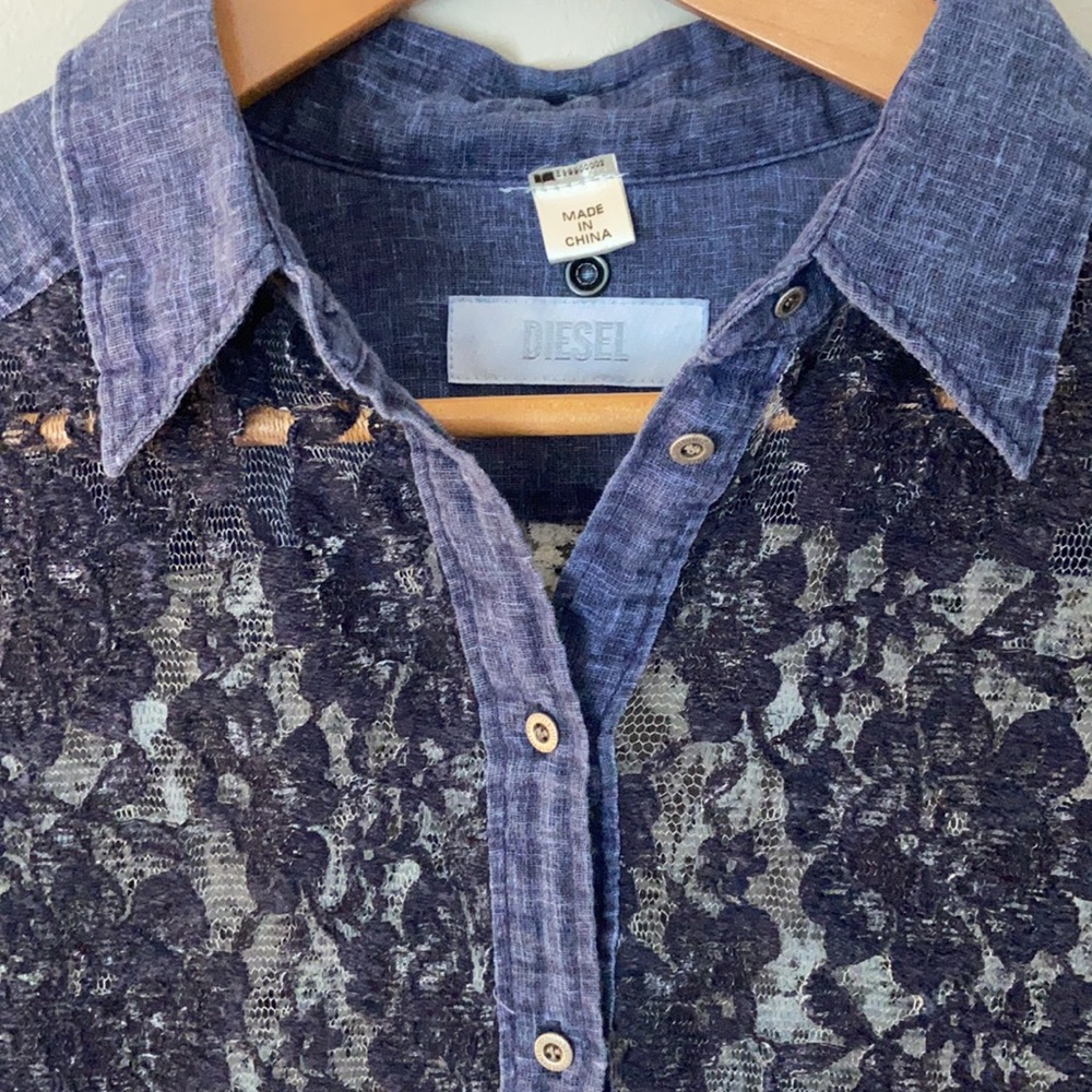 Diesel Soft Chambray And Lace Button Up Shirt. - image 3